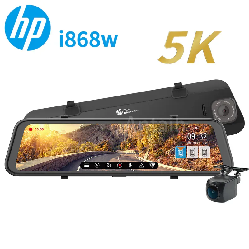 HP惠普i868w 4K超高畫質電子後視鏡 前後雙錄+WIFI即時觀看+OTA更新